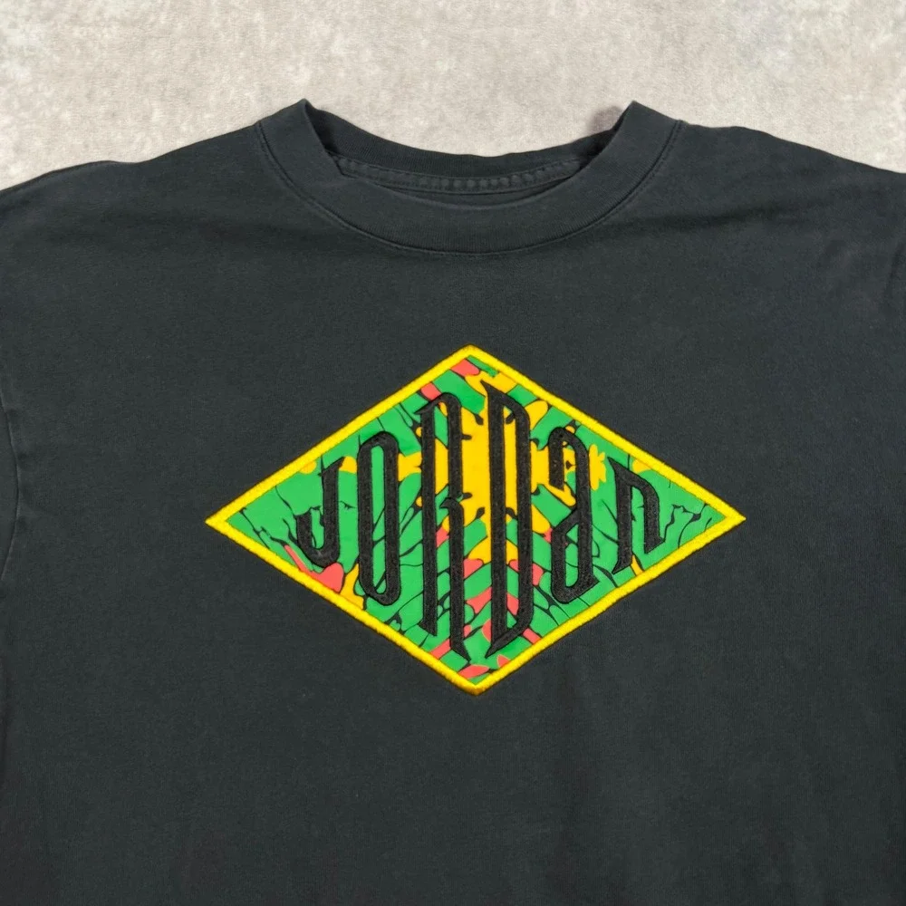 Jordan Brand Mens T-Shirt Medium Black Graphic Diamond Logo Short Sleeve Tee